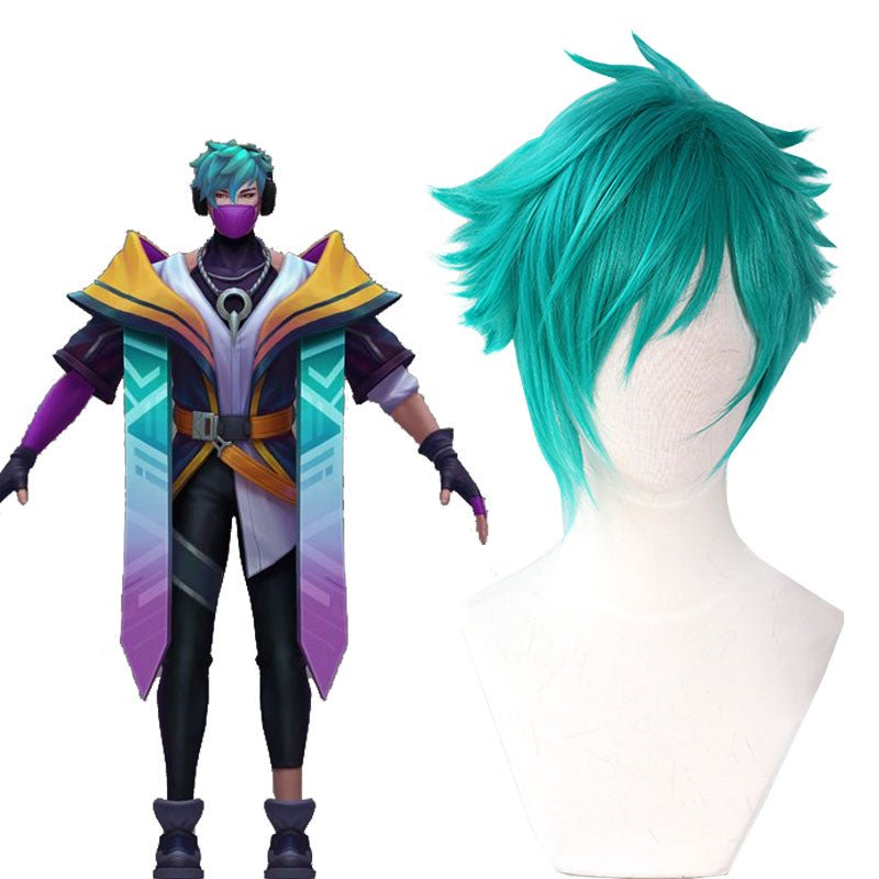 LOL Heartsteel Aphelios Blue Green Cosplay Wig - lemailwigs