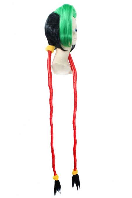 LOL Jinx Firecracker Black Green Super Long Ponytail Loose Cannon Loli Anime Cosplay Wigs - lemailwigs