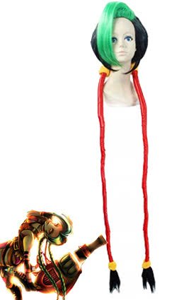 LOL Jinx Firecracker Black Green Super Long Ponytail Loose Cannon Loli Anime Cosplay Wigs - lemailwigs
