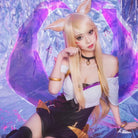 LOL KDA Ahri Long Straight Blonde Cosplay Wigs With Ears - lemailwigs