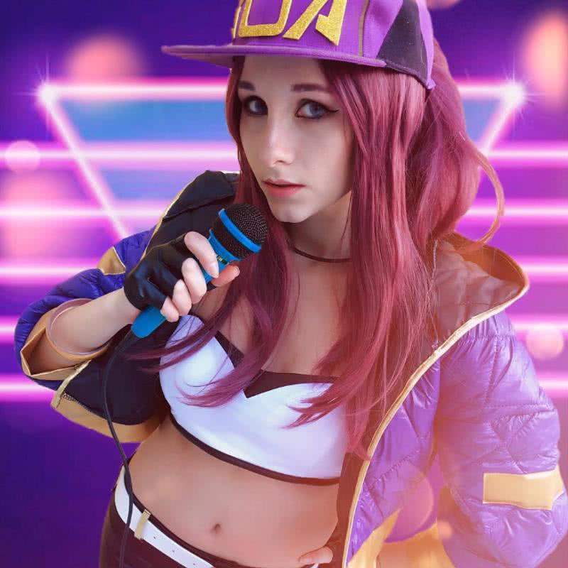 LOL KDA Skin Akali Long Purple Ponytail Cosplay Wigs - lemailwigs