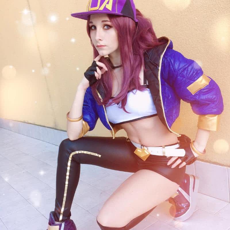 LOL KDA Skin Akali Long Purple Ponytail Cosplay Wigs - lemailwigs
