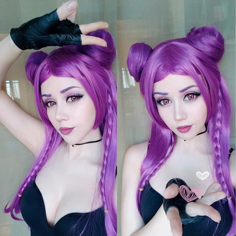 LOL KDA Skin Kaisa Long Straight Purple Cosplay Wigs - lemailwigs