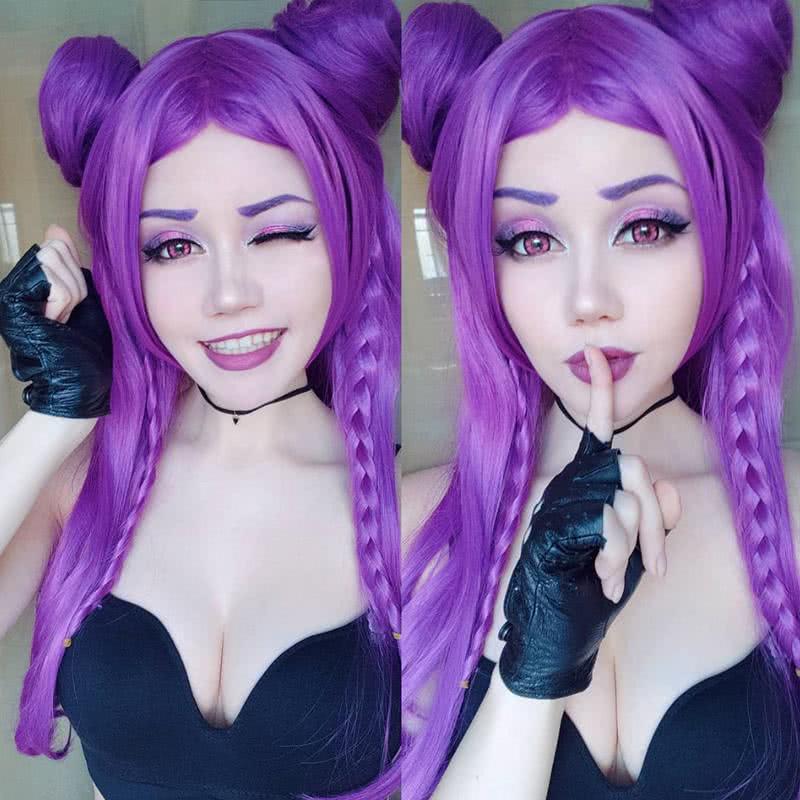LOL KDA Skin Kaisa Long Straight Purple Cosplay Wigs - lemailwigs