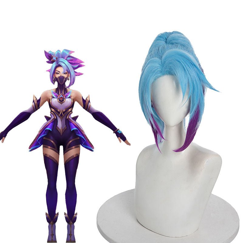 LOL Star Guardian Akali Blue Mixed Purple Cosplay Wigs - lemailwigs