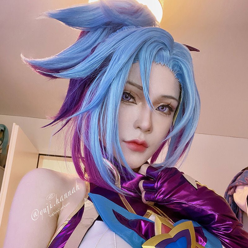 LOL Star Guardian Akali Blue Mixed Purple Cosplay Wigs - lemailwigs
