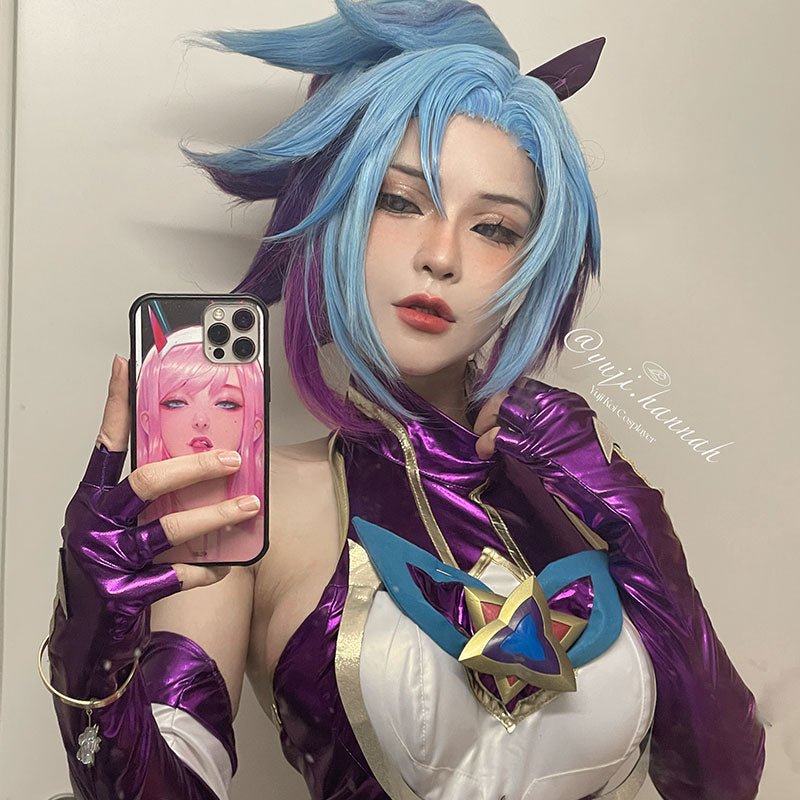 LOL Star Guardian Akali Blue Mixed Purple Cosplay Wigs - lemailwigs