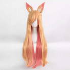 LOL Star Guardians Ahri Cosplay Wigs Synthetic Long Blonde Mixed Pink Curly Women Hair Wigs - lemailwigs