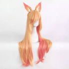 LOL Star Guardians Ahri Cosplay Wigs Synthetic Long Blonde Mixed Pink Curly Women Hair Wigs - lemailwigs