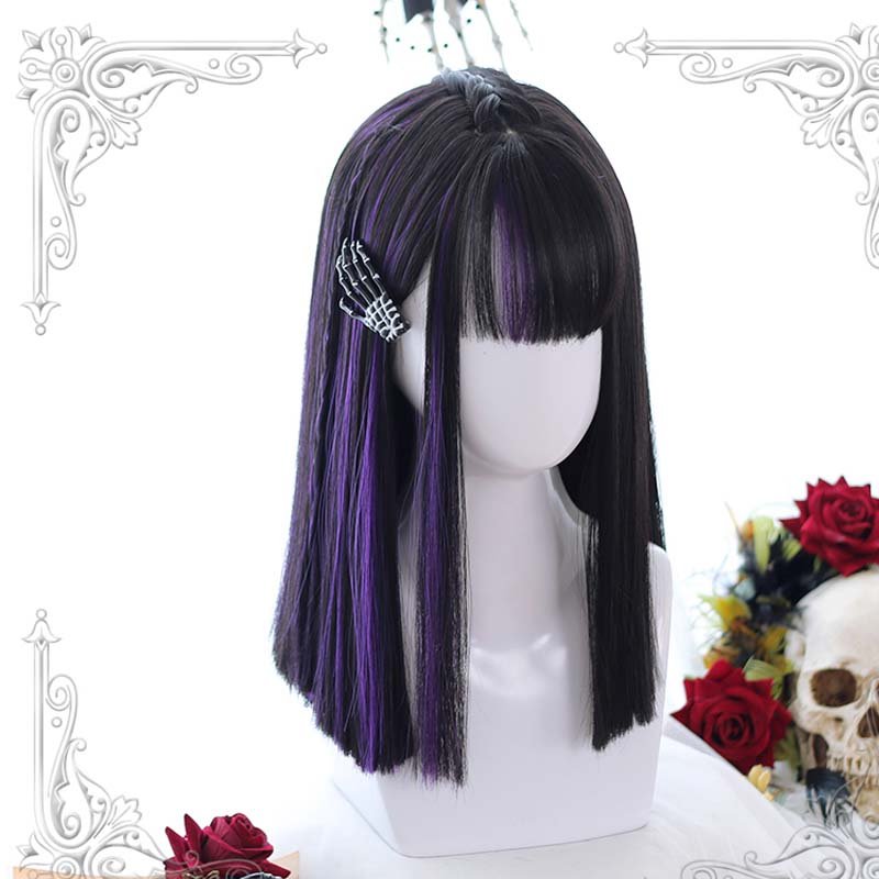 Lolita 40cm Straight Mixed Black Trendy Lolita Wigs - lemailwigs