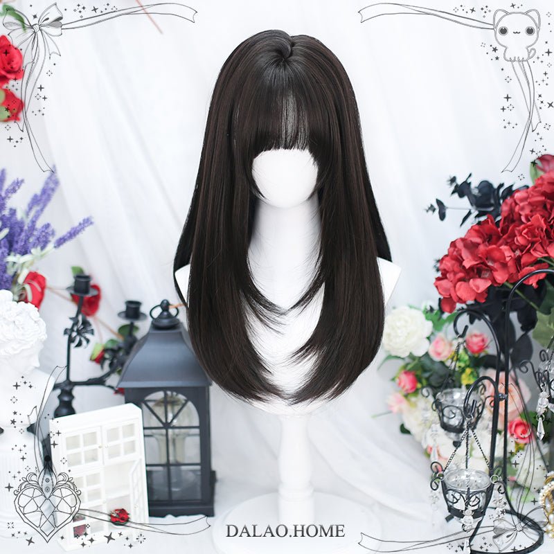 Lolita Black Brown JK Harajuku Daily Basic Cosplay Wigs - lemailwigs
