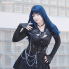 Lolita Black Mixed Blue Long Curly Cosplay Wigs - lemailwigs