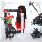 Lolita Black Mixed Red Long Straight Cosplay Wigs - lemailwigs