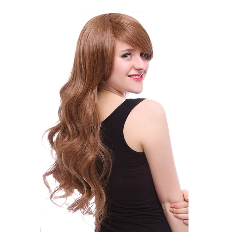 Long Light Brown Wave Kanekalon Cosplay Hair Wig - lemailwigs