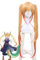 Miss Kobayashi's Dragon Maid Tohru Long Straight Blonde Mixed Pink Ponytail Cosplay Wigs - lemailwigs