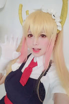 Miss Kobayashi's Dragon Maid Tohru Long Straight Blonde Mixed Pink Ponytail Cosplay Wigs - lemailwigs