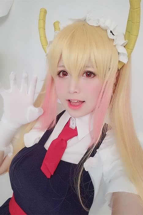 Miss Kobayashi's Dragon Maid Tohru Long Straight Blonde Mixed Pink Ponytail Cosplay Wigs - lemailwigs