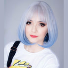 Mixed Blue Bob Lolita Wigs with Bangs Short Harajuku Pink Black Cosplay Wigs - lemailwigs
