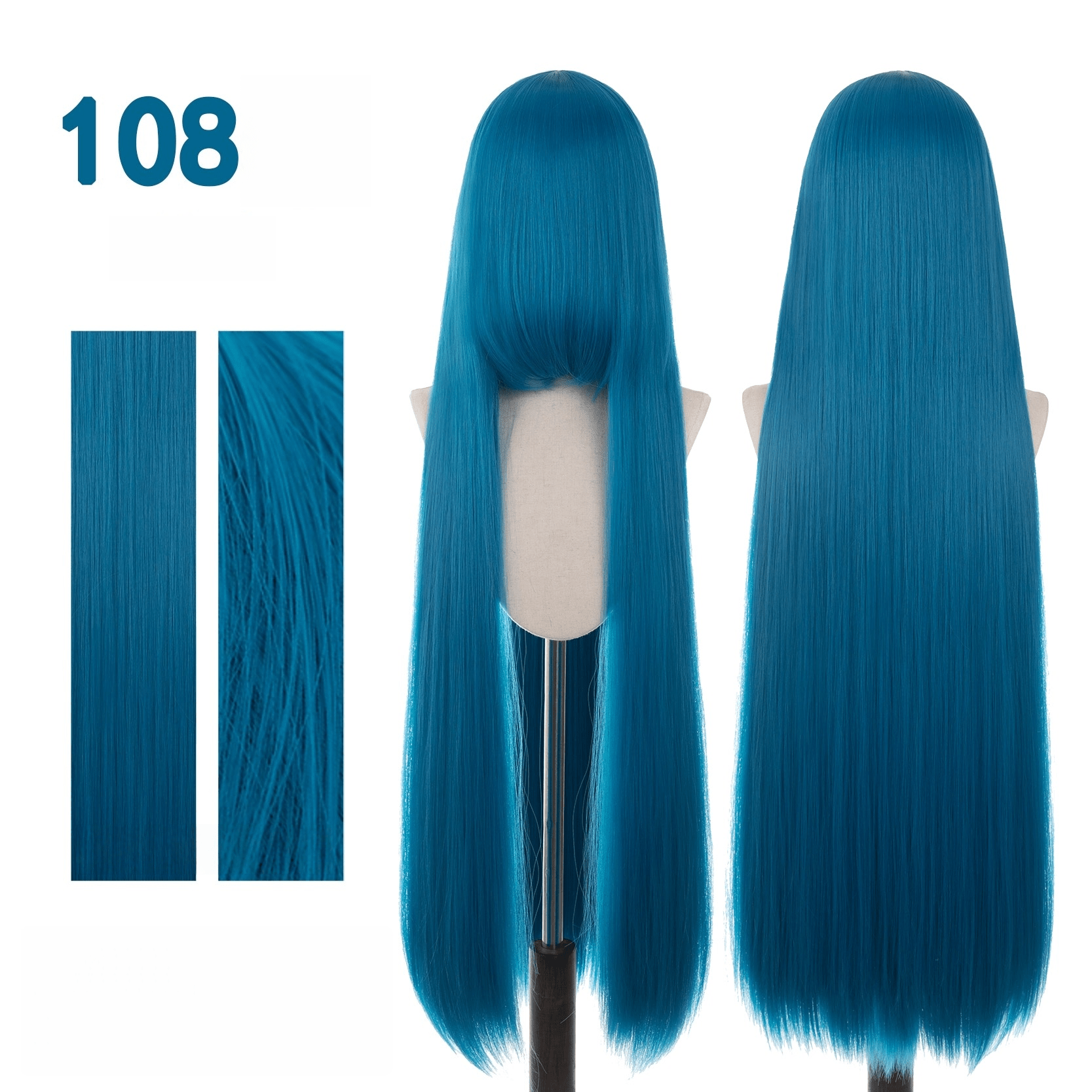 【More Volume】24 Colors Blue 100cm 32cm Basic Cosplay Wigs - lemailwigs
