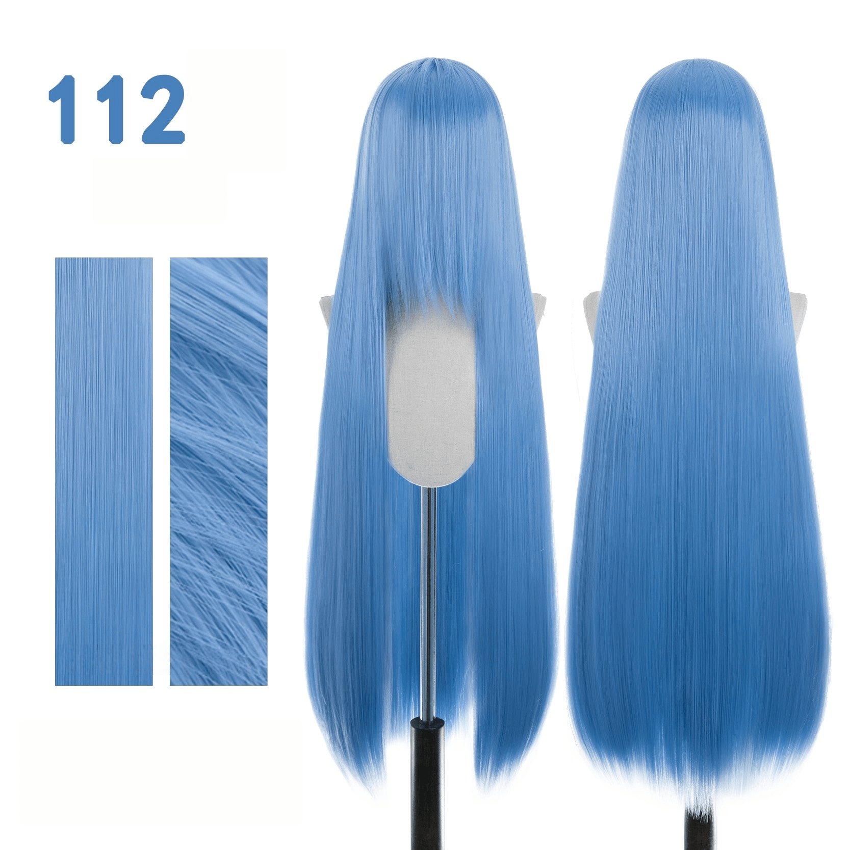 【More Volume】24 Colors Blue 100cm 32cm Basic Cosplay Wigs - lemailwigs
