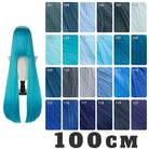 【More Volume】24 Colors Blue 100cm 32cm Basic Cosplay Wigs - lemailwigs