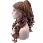 Movie Beauty and the Beast Belle Long Curly Brown Ponytail Cosplay Wigs - lemailwigs