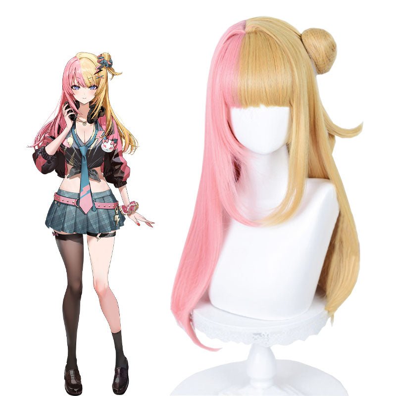 Nijisanji Vtuber Kotoka Torahime Blonde Mixed Pink Cosplay Wig - lemailwigs