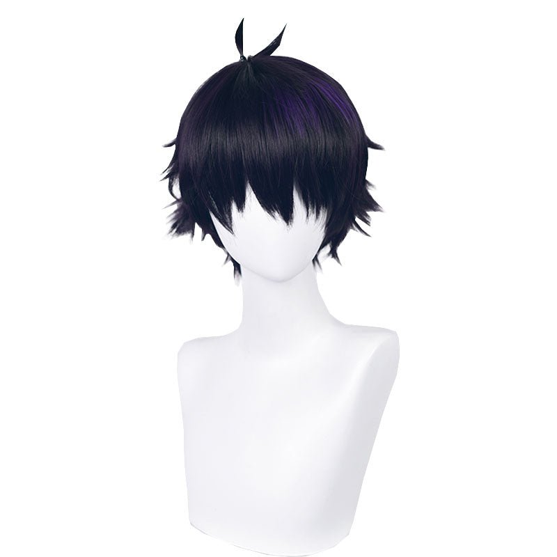 Nijisanji Vtuber Ren Zotto Black Mixed Purple Cosplay Wigs - lemailwigs