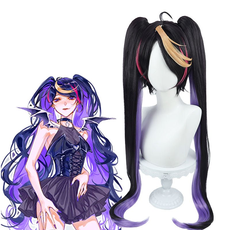 ロングストレート Vtuber wig Nijisanji Vtuber Shu Yamino Long Double Tail Cosplay Wig – lemailwigs