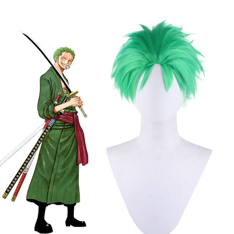 ONE PIECE Roronoa Zoro Short Green Cosplay Wigs - lemailwigs