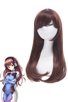 OW D.va Medium Long Straight Hair With Bangs Brown Synthetic Women Cosplay Wigs - lemailwigs