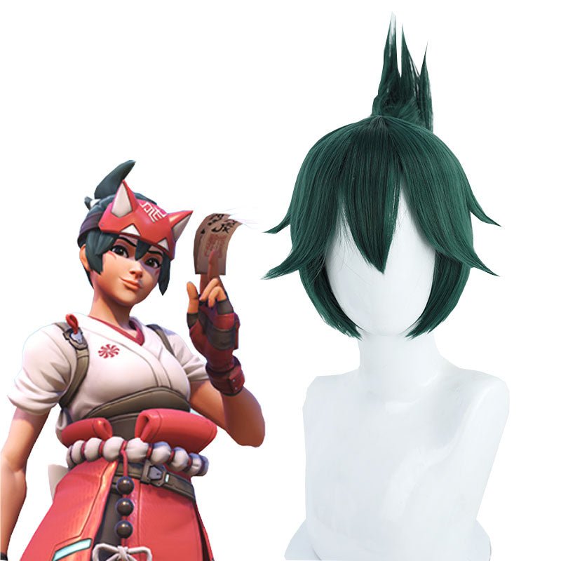 OW Kiriko Short Green Cosplay Wigs - lemailwigs