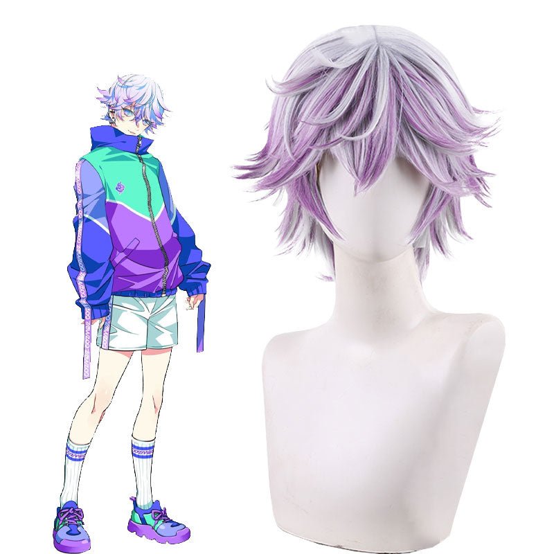 Paradox Live Yatonokami Nayuta Grey Mixed Purple Cosplay Wig - lemailwigs