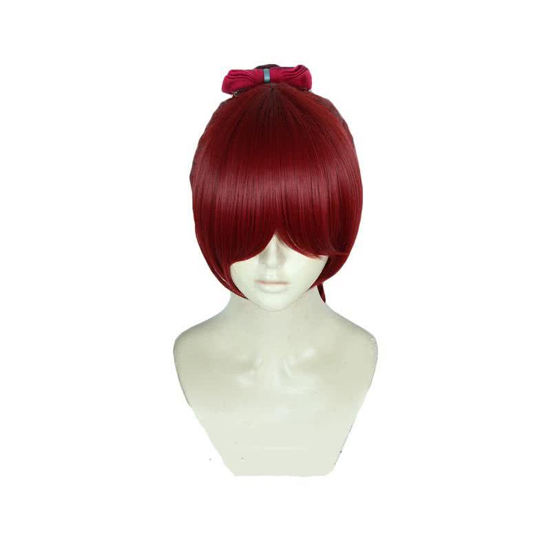 Persona 5 Royal Kasumi Yoshizawa Long Curly Wine Red Ponytail Cosplay Wigs - lemailwigs