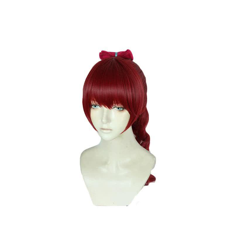 Persona 5 Royal Kasumi Yoshizawa Long Curly Wine Red Ponytail Cosplay Wigs - lemailwigs