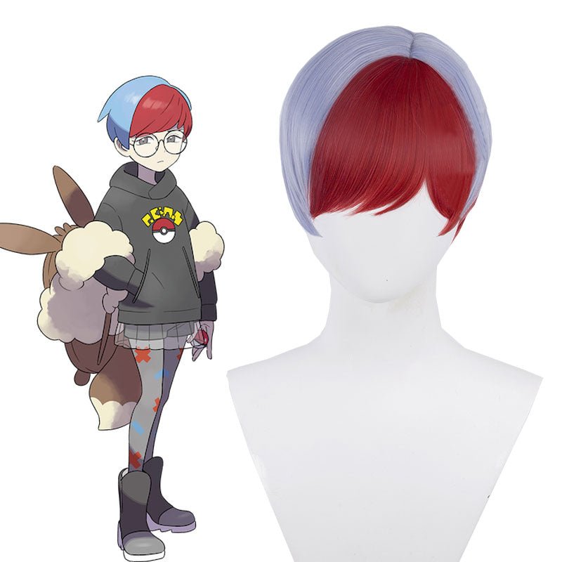 Pokemon Scarlet and Violet Penny Blue Mixed Red Cosplay Wig - lemailwigs
