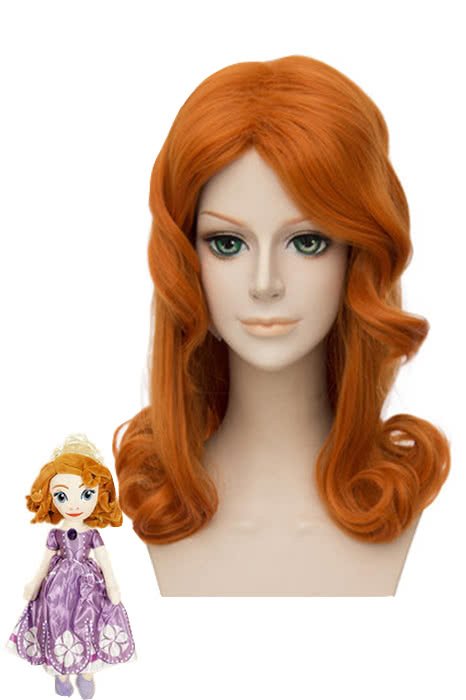 Princess Sophia Orange Red Curly Long Cosplay Wigs - lemailwigs