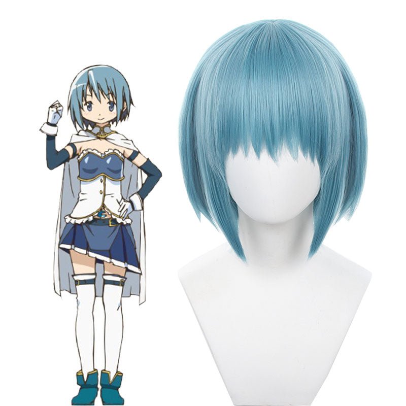 Puella Magi Madoka Magica Sayaka Miki Short Blue Cosplay Wig - lemailwigs