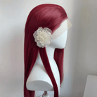 Red 7 Colors 13×4 Hand Hook 80cm Long Straight Front Lace Wigs - lemailwigs