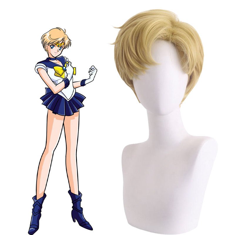 Sailor Moon Haruka Ten'ou Sailor Uranus Short Blonde Cosplay Wig - lemailwigs
