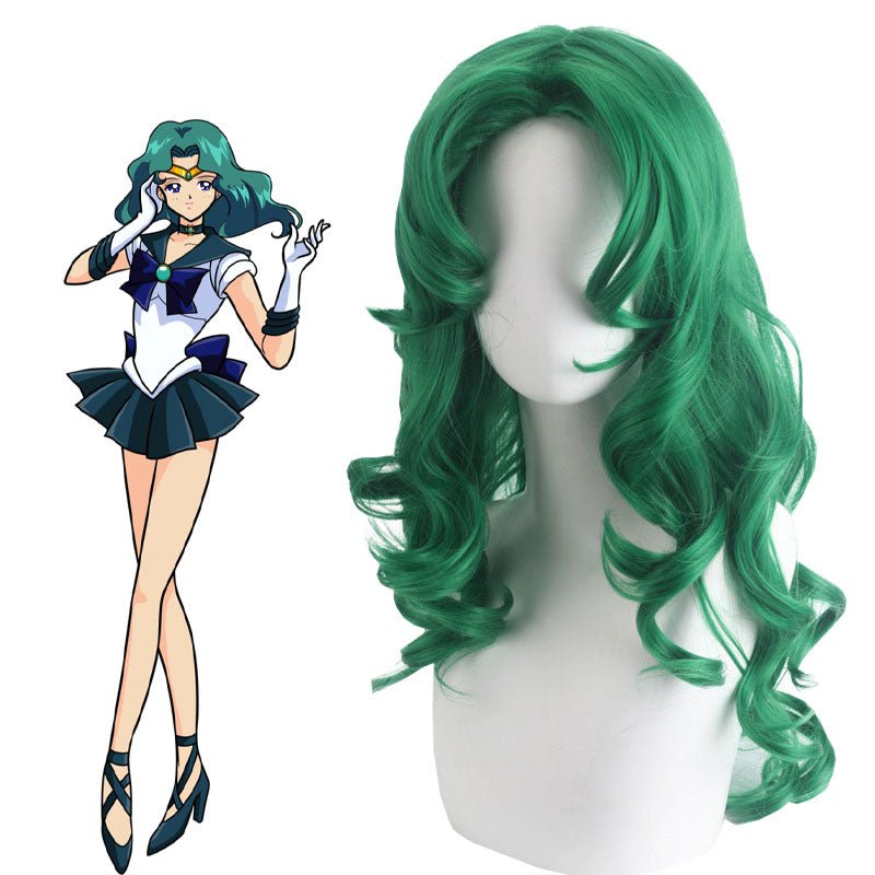 Sailor Moon Sailor Neptune Green Curly Cosplay Wig - lemailwigs