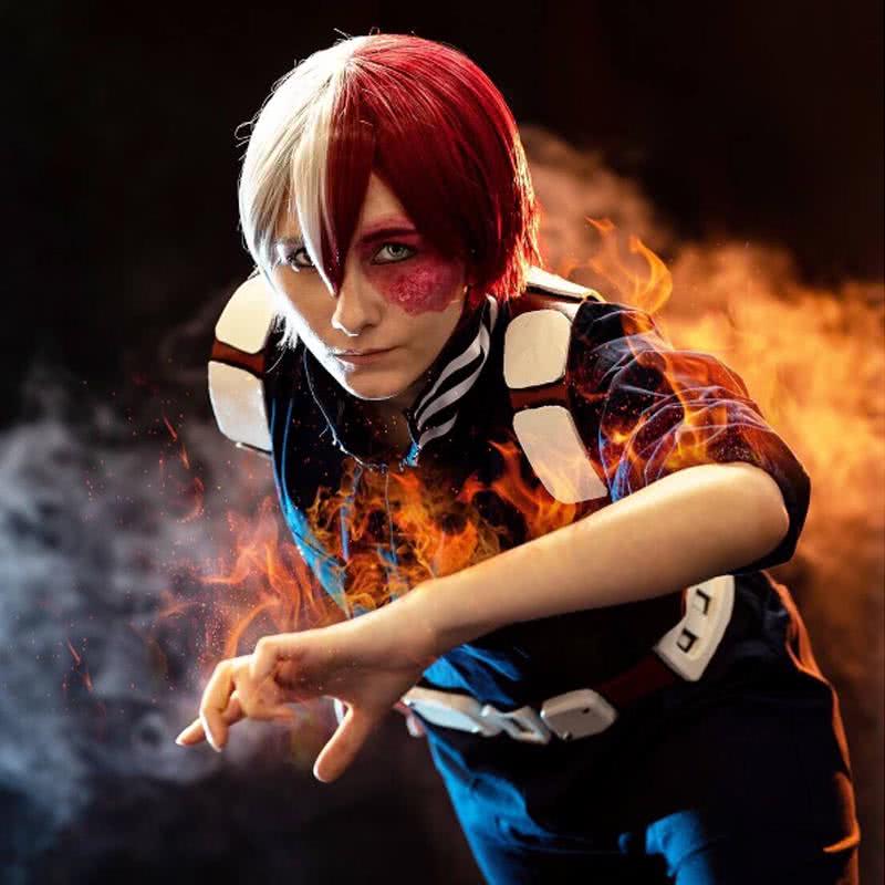 Shoto Todoroki White Mixed Red Men Cosplay Wigs - lemailwigs