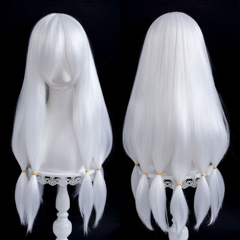 Anime Cosplay Wig Heat Resistant Synthetic Hair Halloween Party Cosplay Wig White Braid Party Hair (White
