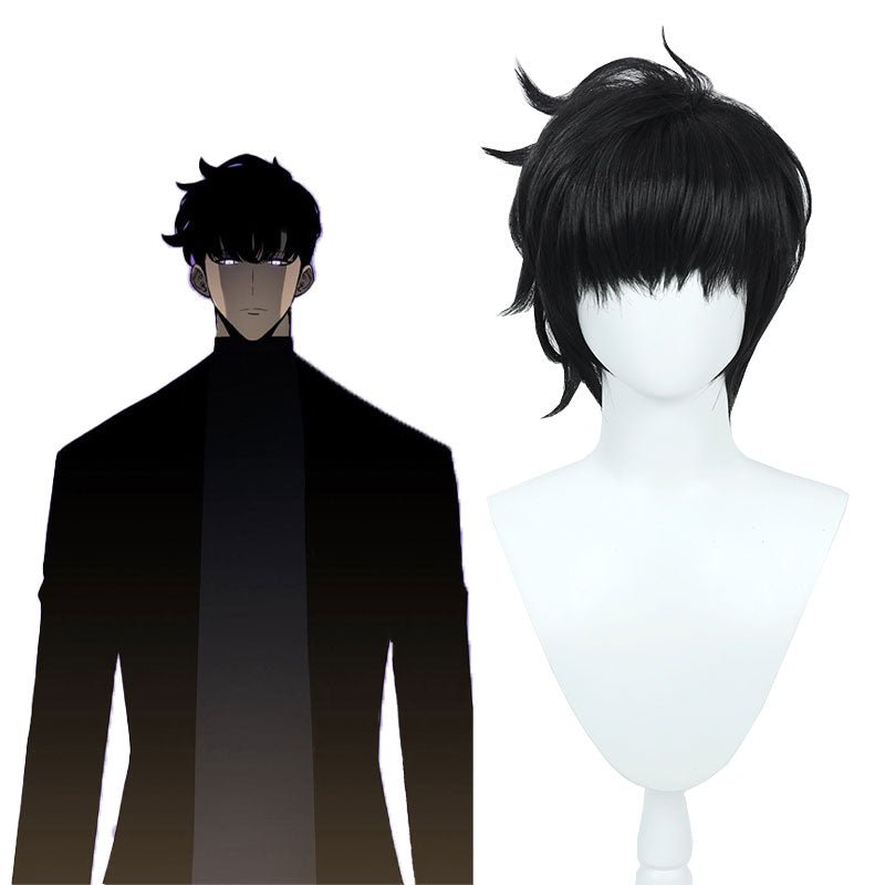 Solo Leveling Sung Jinwoo Short Black Cosplay Wig - lemailwigs