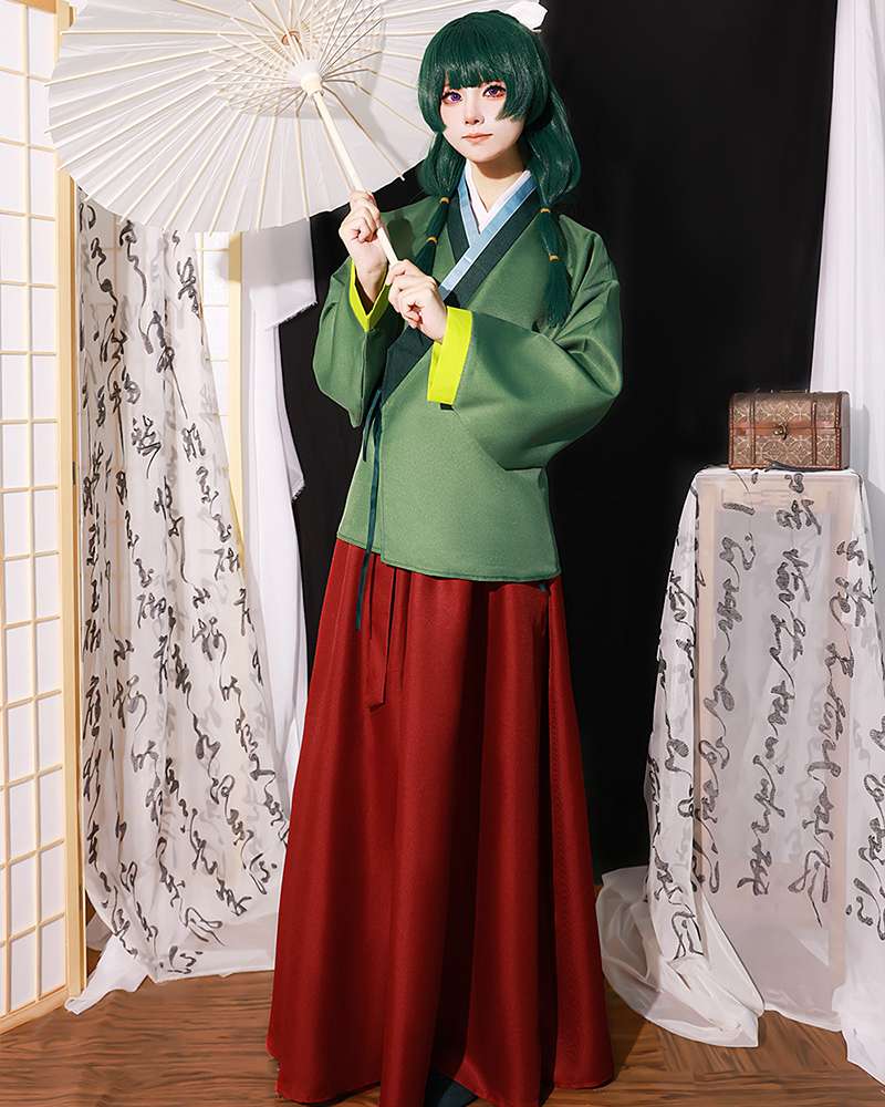 The Apothecary Diaries Maomao Dark Green Cosplay Wig And Costume Kit - lemailwigs