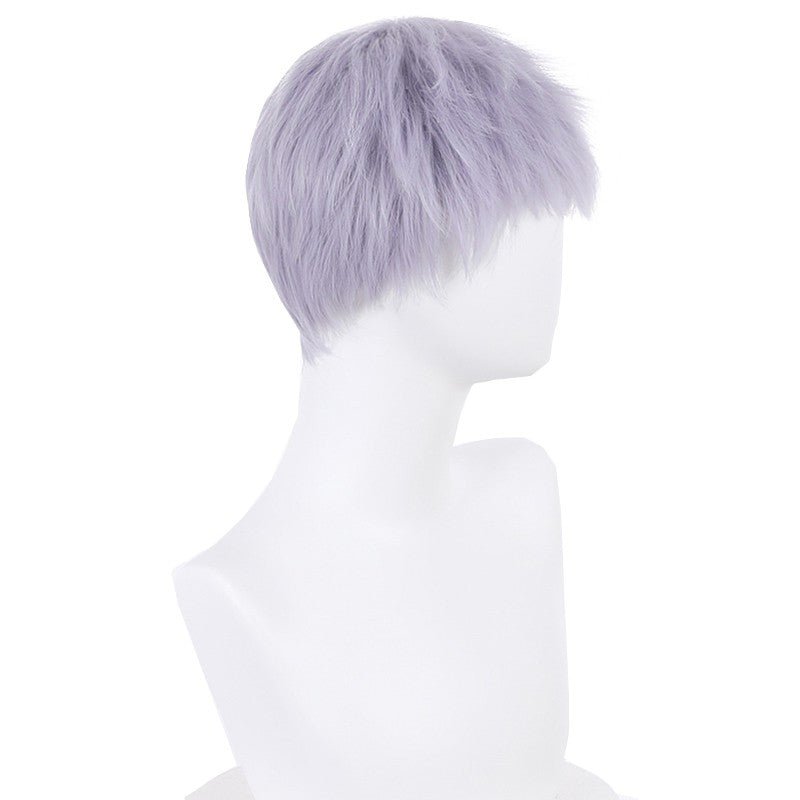 Tokyo Revengers Takashi Mitsuya Purple Mixed Grey Short Cosplay Wigs - lemailwigs
