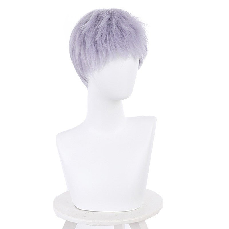 Tokyo Revengers Takashi Mitsuya Purple Mixed Grey Short Cosplay Wigs - lemailwigs