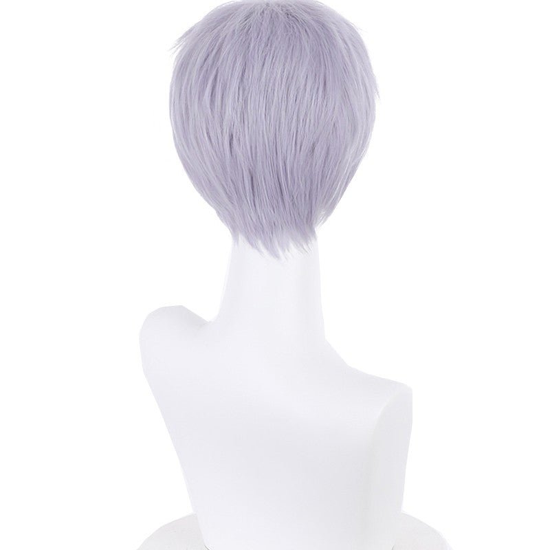 Tokyo Revengers Takashi Mitsuya Purple Mixed Grey Short Cosplay Wigs - lemailwigs