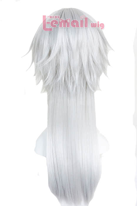 Touken Ranbu Tsurumaru Kuninaga White Synthetic Hair Silver Grey Medium Long Straight Cosplay Wigs - lemailwigs