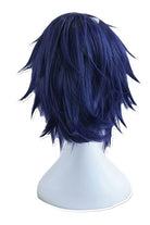 Touken Ranbu Yamato no kami Yasusada Dark Blue Purple Synthetic Hair Ponytail Medium Long Straight Cosplay Wigs - lemailwigs